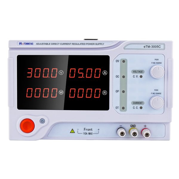 eTM-3005C, 2-Kob High Power 300V 5A DC Bench Power Supply Adjustable with Cooling Fan, OVP/OVP Protection, Encoder Adjustment Knob