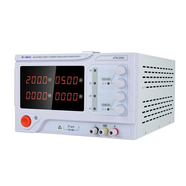 eTM-2005, 4-Kob DC Benchtop Power Supply Adjustable 200V 5A with 4-Digit LED Display, Output Enable/Disable Button, Encoder Coarse & Fine Adjustment Knob - Image 2