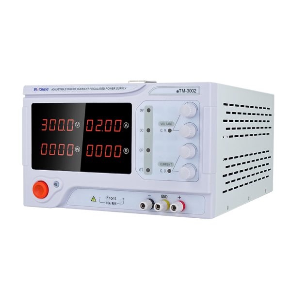eTM-3002, 4-Kob DC Benchtop Power Supply Adjustable 300V 2A with 4-Digit LED Display, Output Enable/Disable Button, Encoder Coarse & Fine Adjustment Knob - Afbeelding 2