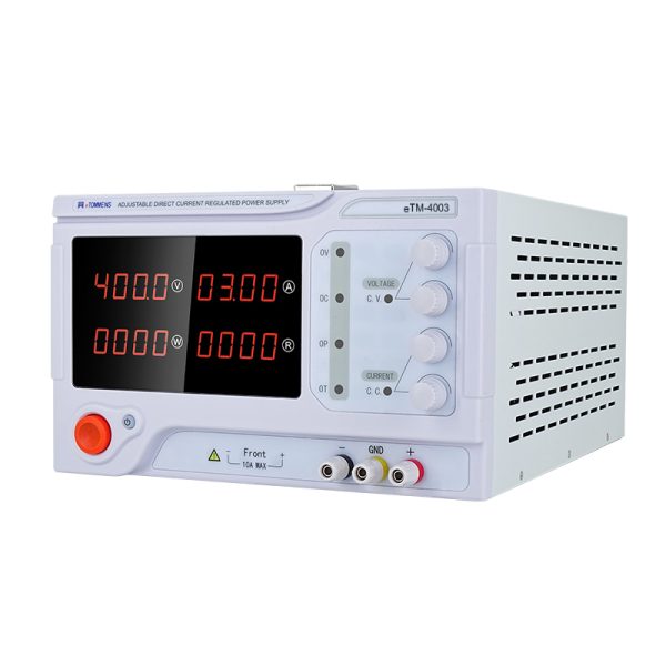 eTM-4003, 4-Kob DC Benchtop Power Supply Adjustable 400V 3A with 4-Digit LED Display, Output Enable/Disable Button, Encoder Coarse & Fine Adjustment Knob - Image 2