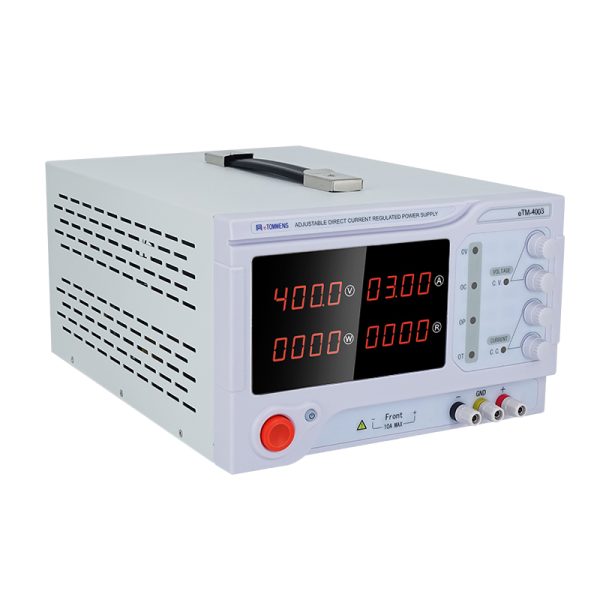 eTM-4003, 4-Kob DC Benchtop Power Supply Adjustable 400V 3A with 4-Digit LED Display, Output Enable/Disable Button, Encoder Coarse & Fine Adjustment Knob - Image 3