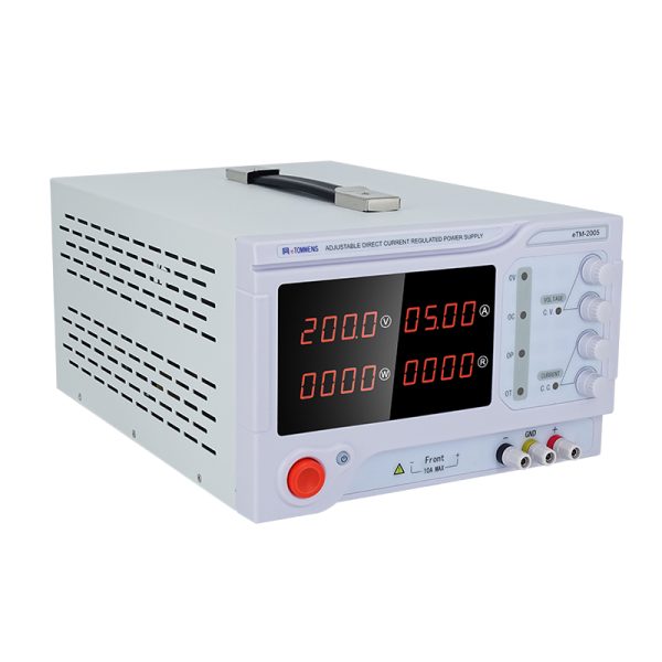 eTM-2005, 4-Kob DC Benchtop Power Supply Adjustable 200V 5A with 4-Digit LED Display, Output Enable/Disable Button, Encoder Coarse & Fine Adjustment Knob - Image 3