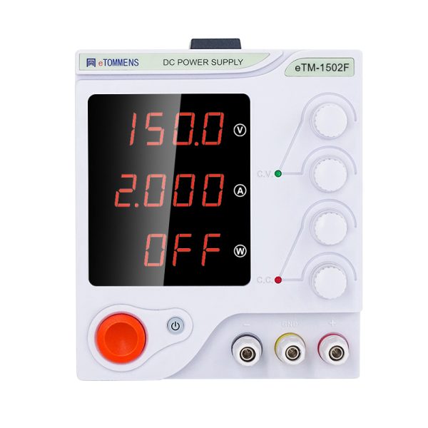 eTM-1502F, 150V 2A Adjustable Switching DC Benchtop Power Supply with 4-Digit LED Display, Coarse and Fine Adjustment, Low Ripple and Noise