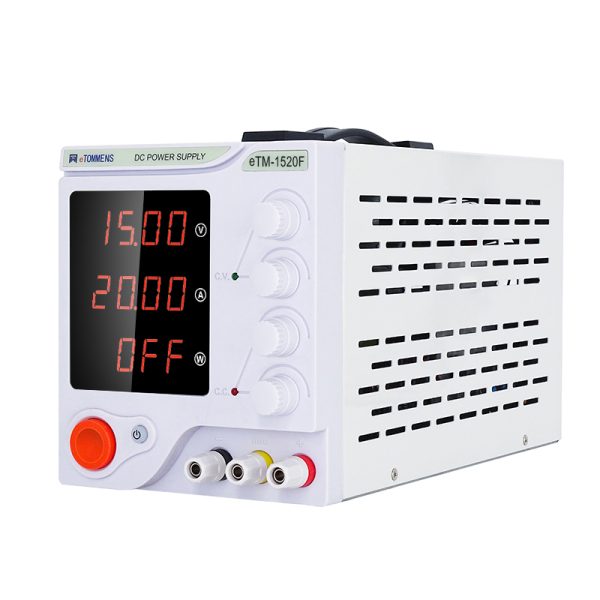 eTM-1520F, 15V 20A Adjustable Switching DC Benchtop Power Supply with 4-Digit LED Display, Coarse and Fine Adjustment, Low Ripple and Noise - Image 2