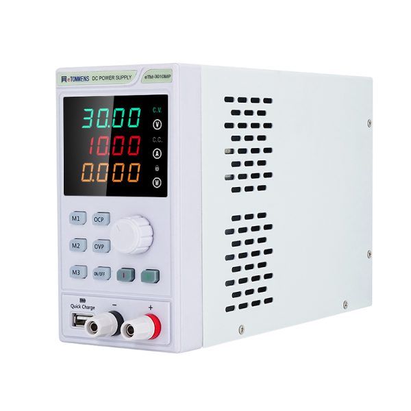 eTM-3010MP, Mini Programmable DC Bench Top Regulated Power Supply 0-30V 0-10A with USB Interface, CV/CC Mode Automatic Conversion, Remote Control - Image 2