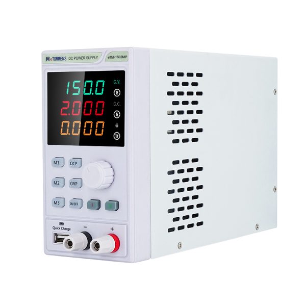 eTM-1502MP, Mini Programmable DC Bench Top Regulated Power Supply 0-150V 0-2A with USB Interface, CV/CC Mode Automatic Conversion, Remote Control - Image 2
