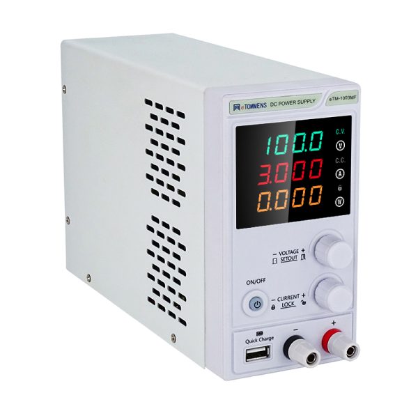 eTM-1003MF, Mini Variable DC Switching Regulated Bench Power Supply 100V 3A with USB Quick Charge, High Precision 4-Digit LED Display, OVP/OCP Settings - Image 3