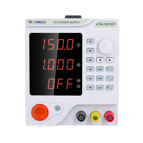eTM-1501DP, 150V 1A Regulated Linear DC Bench Power Supply Programmable with 4-Digit LED Display, Output Enable/Disable Button, Optional RS232/RS485/USB Port