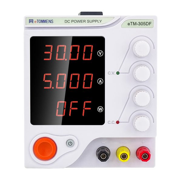 eTM-305DF, Variable Linear DC Power Supply Bench 0-30V 0-5A with LED Display, Multiple Safety Protections, Encoder Adjustment Knob