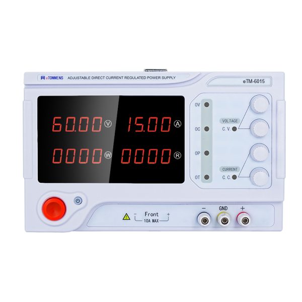 eTM-6015, 4-Kob 60V 15A Adjustable Bench Top DC Power Supply with Encoder Coarse & Fine Adjustment Knob, Optional RS232/RS485/USB Serial Port