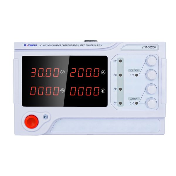 eTM-30200, 4-Kob 30V 200A High Power Adjustable Bench Top DC Power Supply with Encoder Coarse & Fine Adjustment Knob, Optional RS232/RS485/USB Serial Port