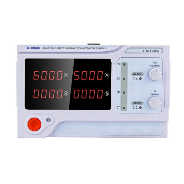 eTM-6050C, 2-Kob 0-60V 0-50A High Power Bench DC Variable Power Supply with 4-Digit LED Display, Output Switch Control, CV/CC Mode Automatic Conversion