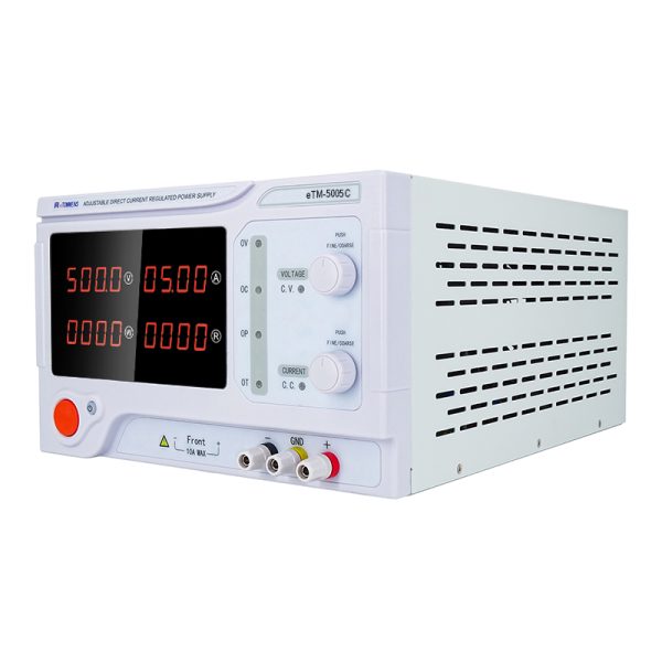 eTM-5002C, 2-Kob 0-500V 0-2A DC Variable Bench Power Supply with Encoder Adjustment Knob, OVP/OCP Settings, Output Enable/Disable Button - Image 2