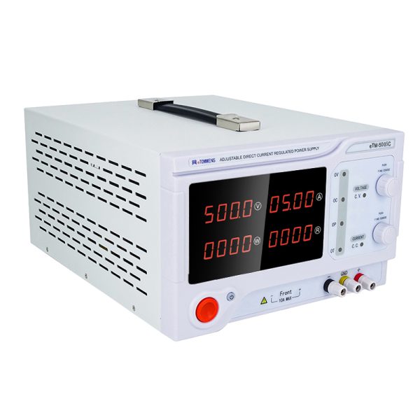 eTM-5002C, 2-Kob 0-500V 0-2A DC Variable Bench Power Supply with Encoder Adjustment Knob, OVP/OCP Settings, Output Enable/Disable Button - Image 3