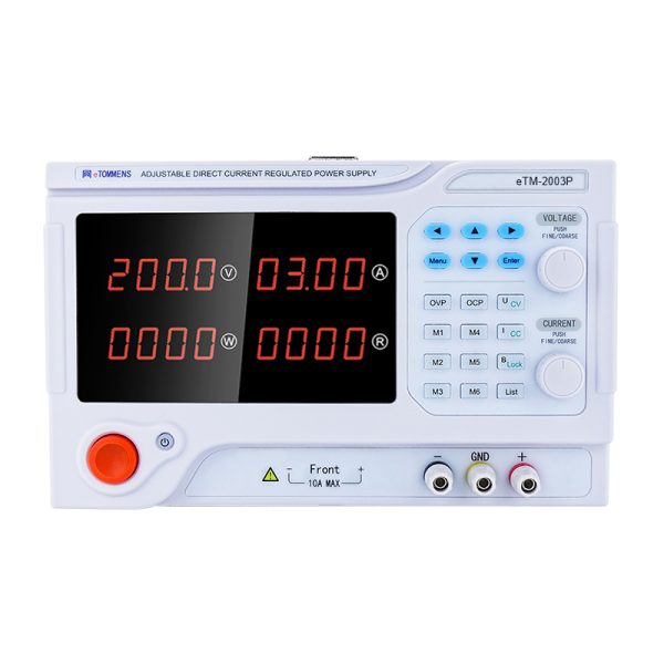 eTM-2003P, Switching Bench DC Power Supply Programmable 0-200V 0-3A with Multiple Safety Protections, One-Click Lock Key, Low Ripple and Noise
