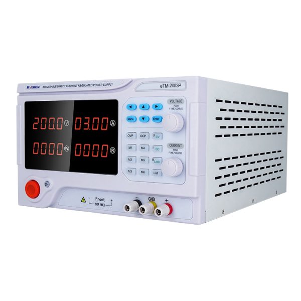 eTM-2003P, Switching Bench DC Power Supply Programmable 0-200V 0-3A with Multiple Safety Protections, One-Click Lock Key, Low Ripple and Noise - Image 2