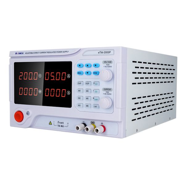 eTM-2005P, Switching Bench DC Power Supply Programmable 0-200V 0-5A with Multiple Safety Protections, One-Click Lock Key, Low Ripple and Noise - Image 2