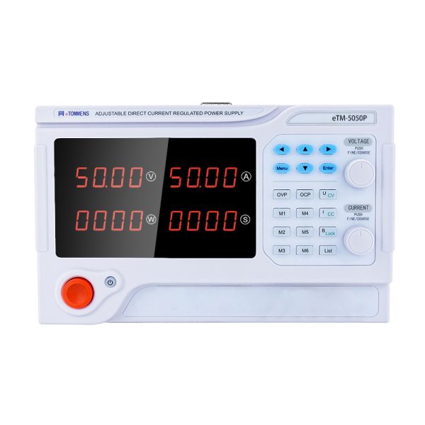 eTM-5050P, 50V 50A Bench DC Power Supply Programmable with Encoder Knob, Memory Storage, PC Software Control, Lock Button